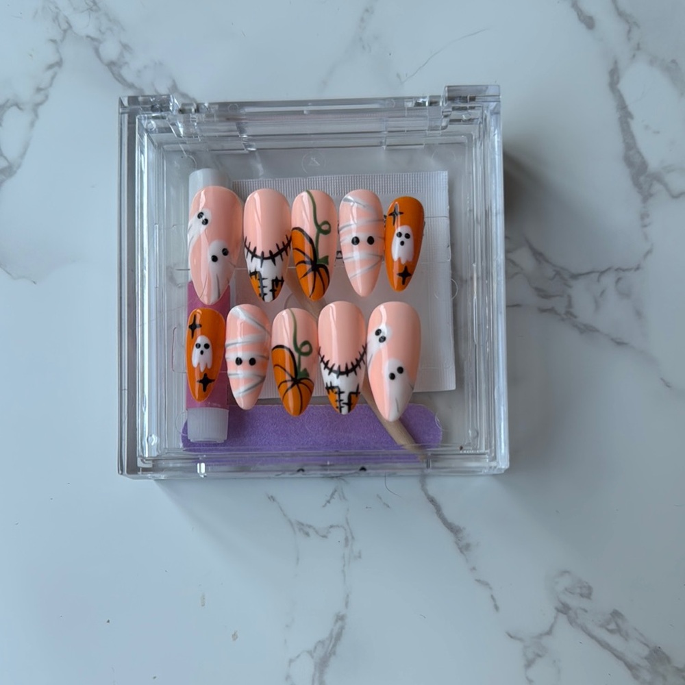 🎃 Halloween Press-On Nails | Pumpkins, Ghosts & Spooky Cute Vibes for halloween